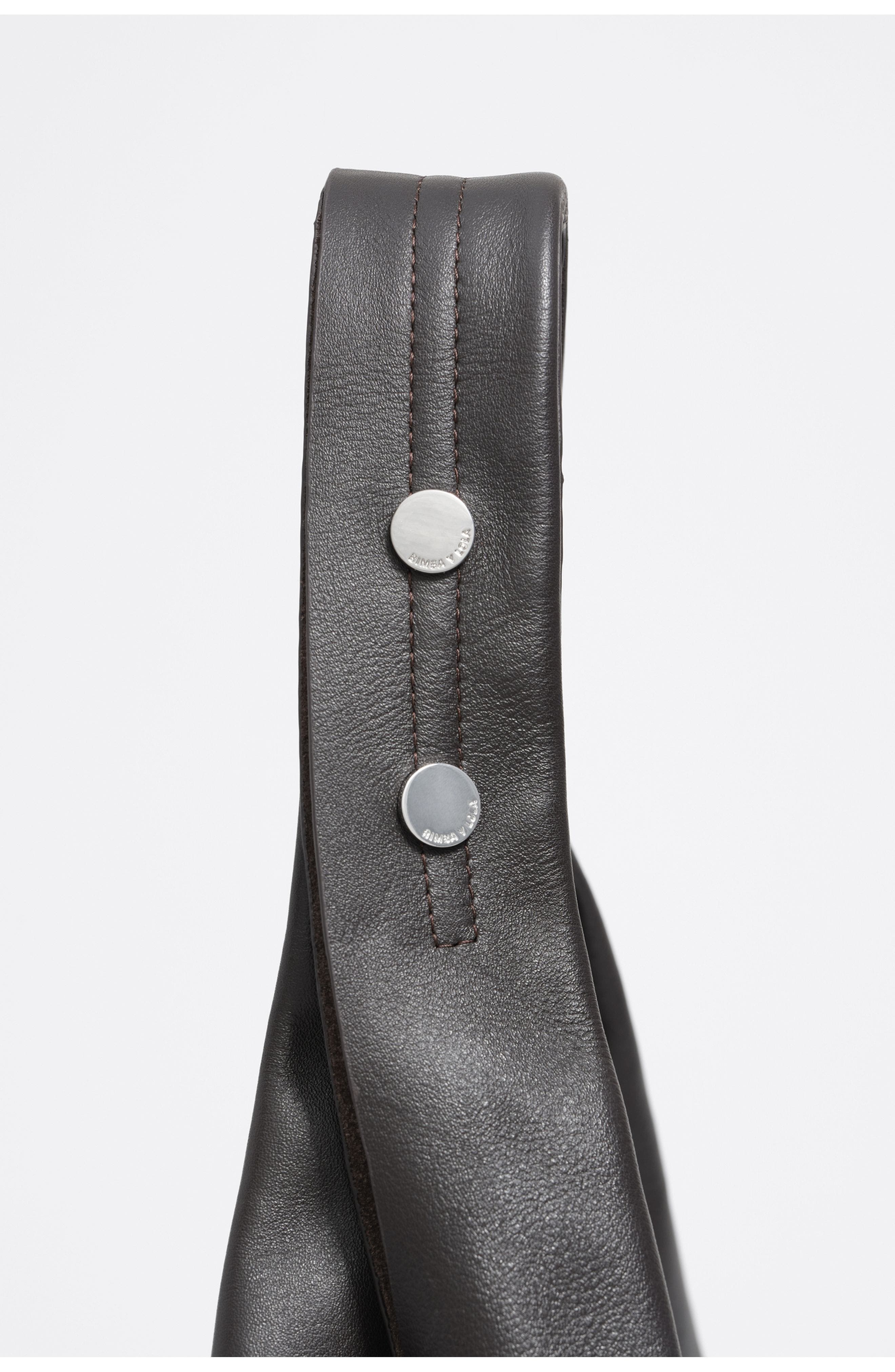 Bimba y Lola Leather Maxi Bikini Paper Bag, Alternate, color, Dark Brown