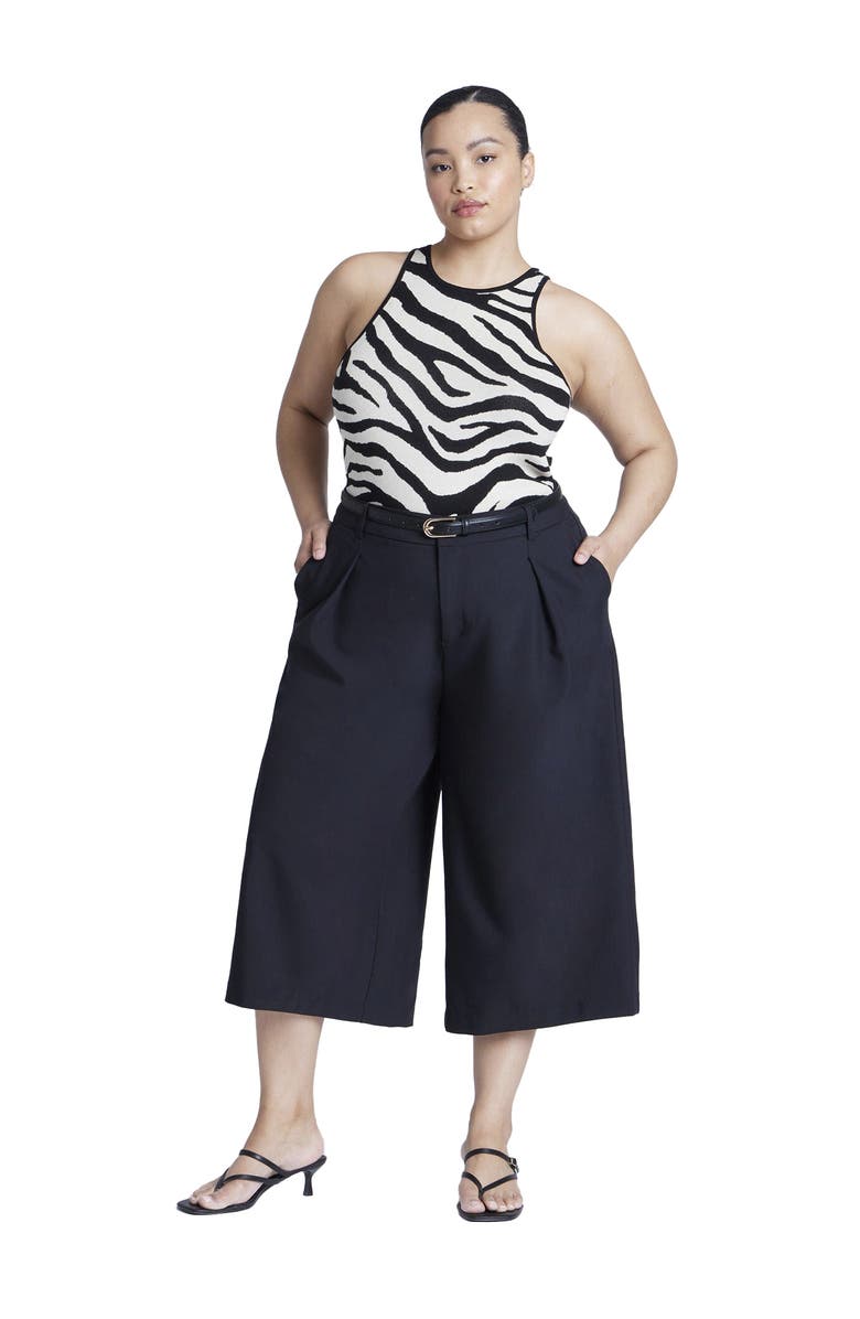 ELOQUII Wide Leg Culotte, Main, color, Black Onyx