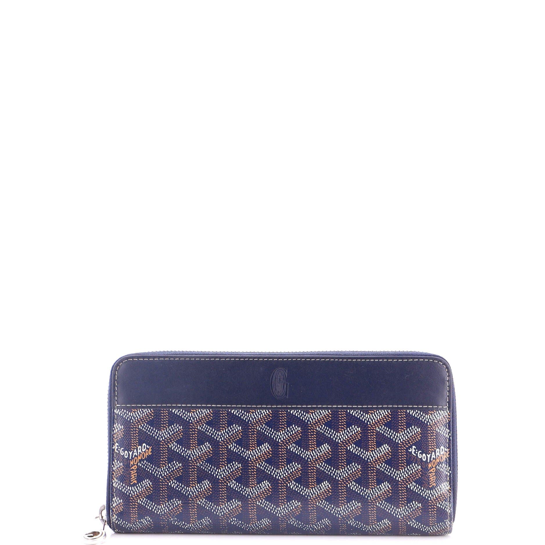 Matignon Zip Wallet Coated Canvas with Leather, Main, color, Blue