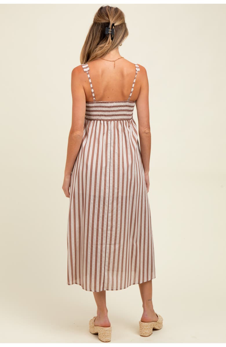 PinkBlush Striped Sleeveless Midi Dress, Alternate, color, Mocha