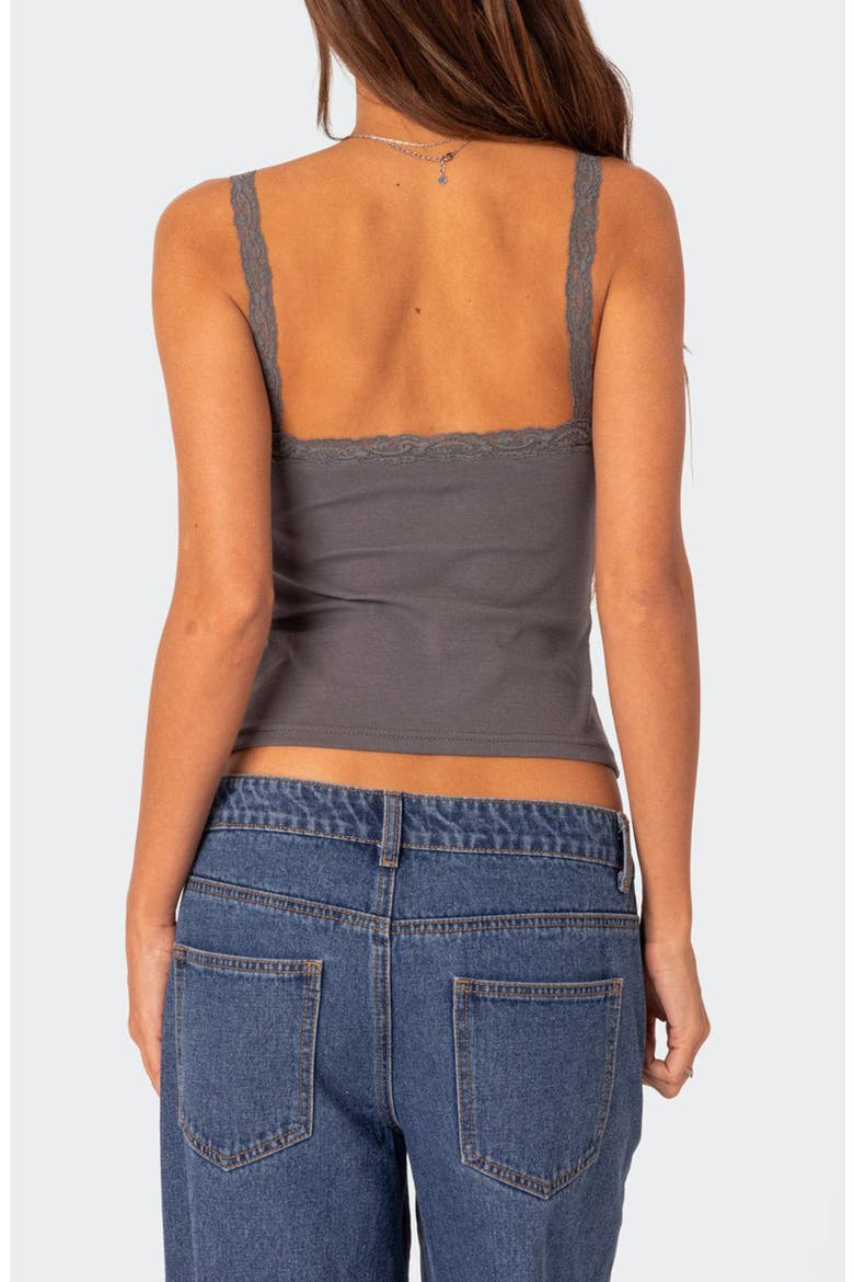 Amilia Lace Trim Tank, Alternate, color, DARK-GRAY