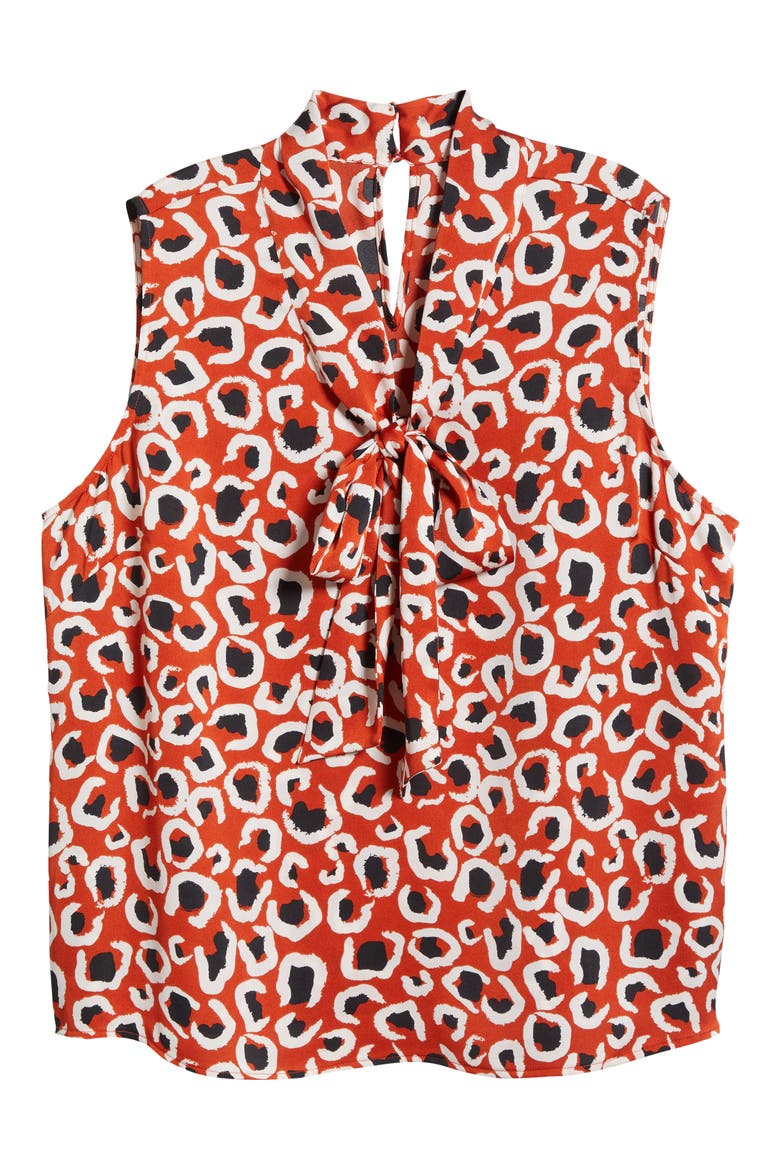 Bow Neck Sleeveless Satin Top, Alternate, color, PERSIMMON LEOPARD