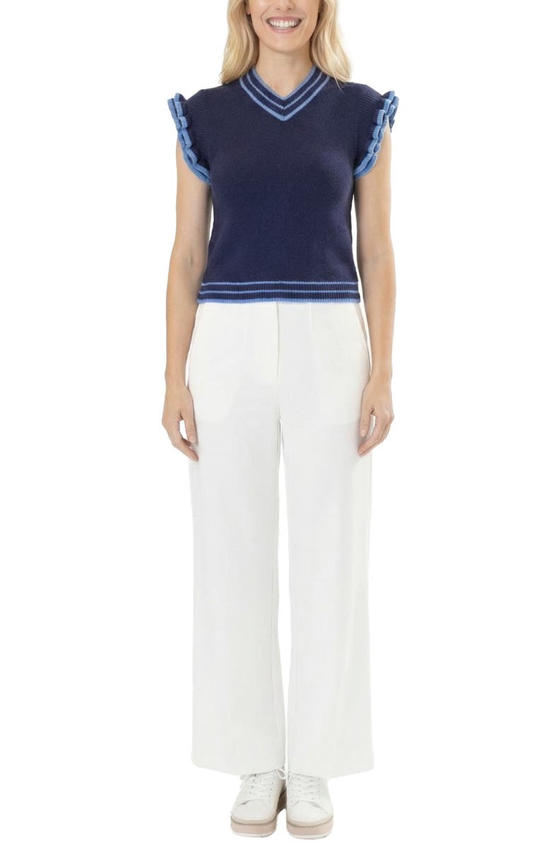AREA STARS Trim Knit Top, Alternate, color, Navy Light Blue