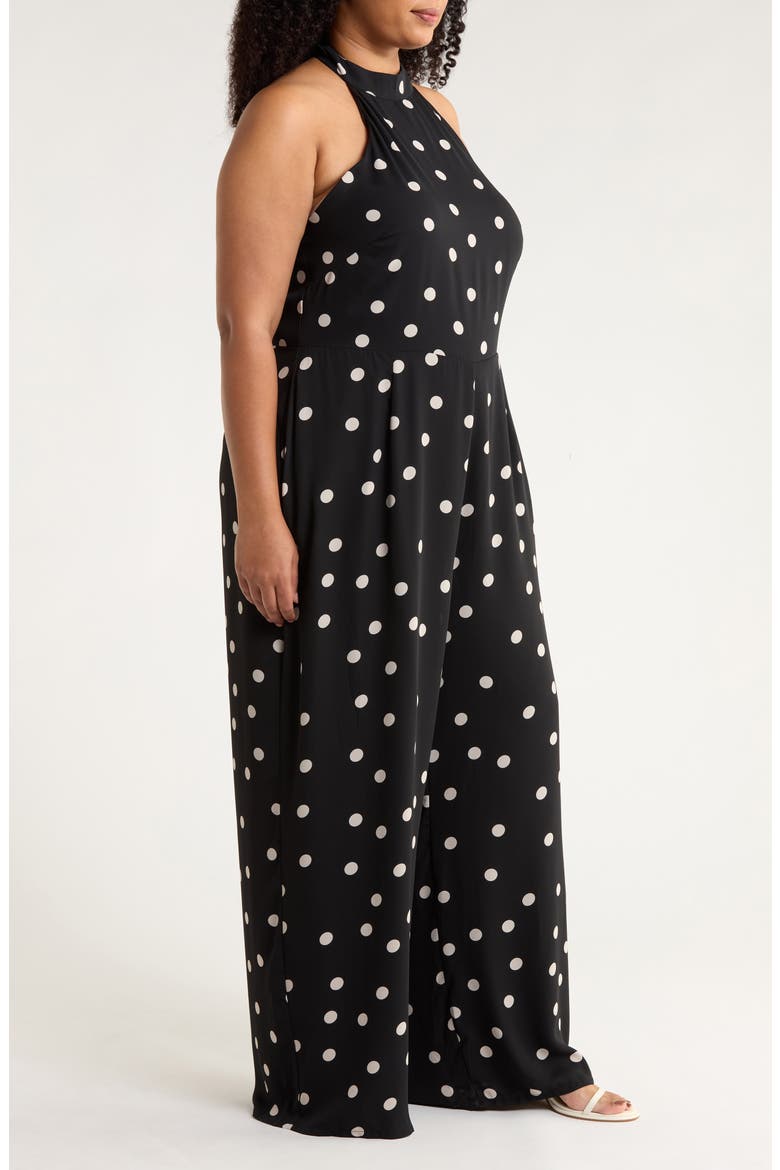 Kaline Polka Dot After Hours Halter Jumpsuit, Alternate, color, IVORY-BLACK-DOT