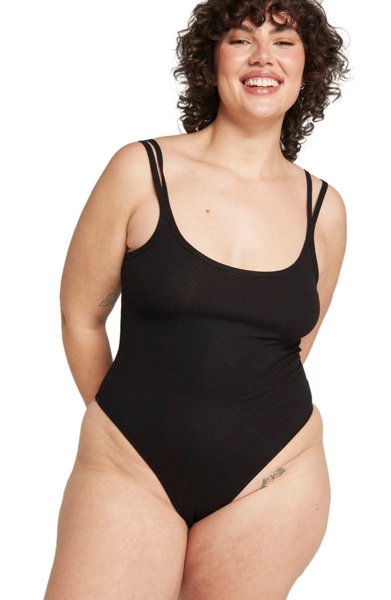 Nudea The Organic Cotton Classic Bodysuit, Alternate, color, Black