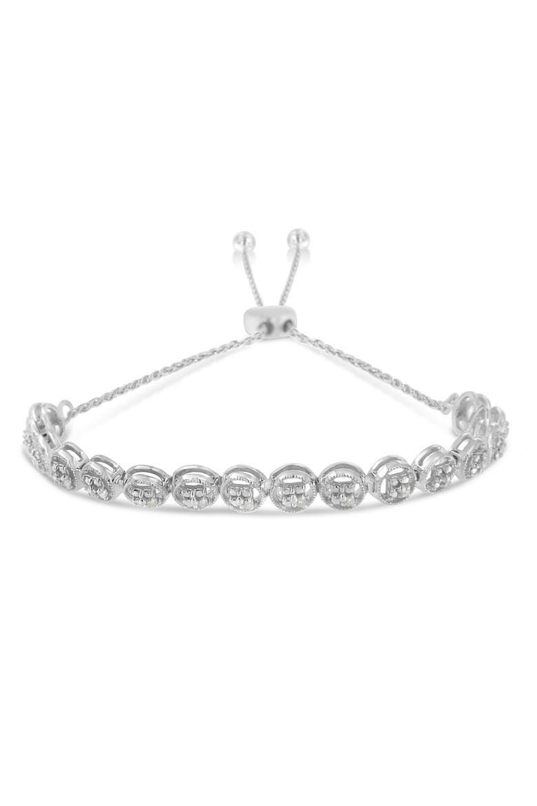 Silver 1/10 Cttw Diamond Bolo Bracelet, Main, color, White
