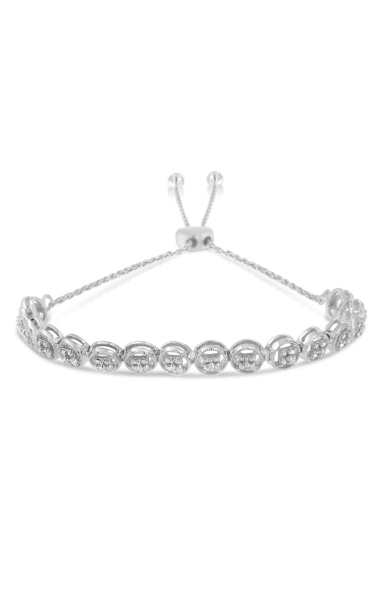 Haus of Brilliance Silver 1/10 Cttw Diamond Bolo Bracelet, Main, color, White