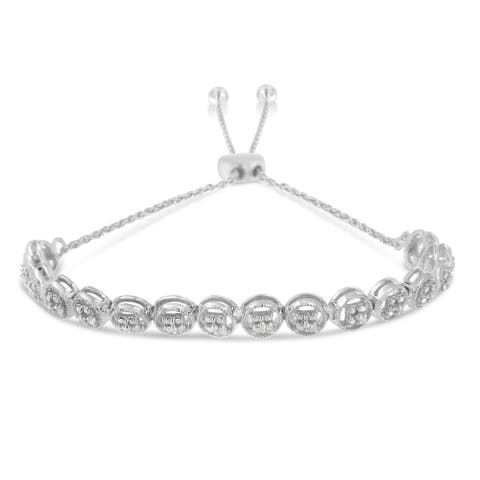 Silver 1/10 Cttw Diamond Bolo Bracelet