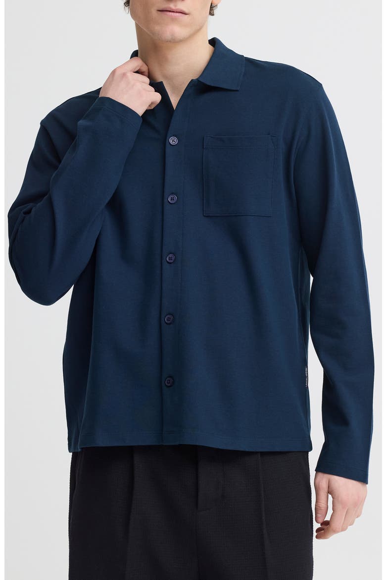 Regular Fit Cotton Button-Up Shirt, Main, color, NAVY BLAZER