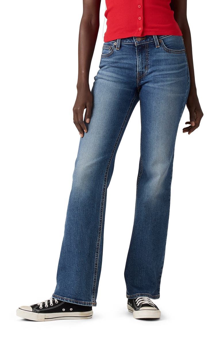 Superlow Bootcut Jeans, Main, color, DARTED DENIM