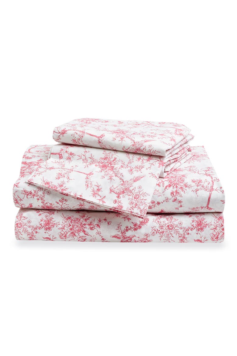 Timeless Toile Cotton Percale Sheet Set, Main, color, PINK