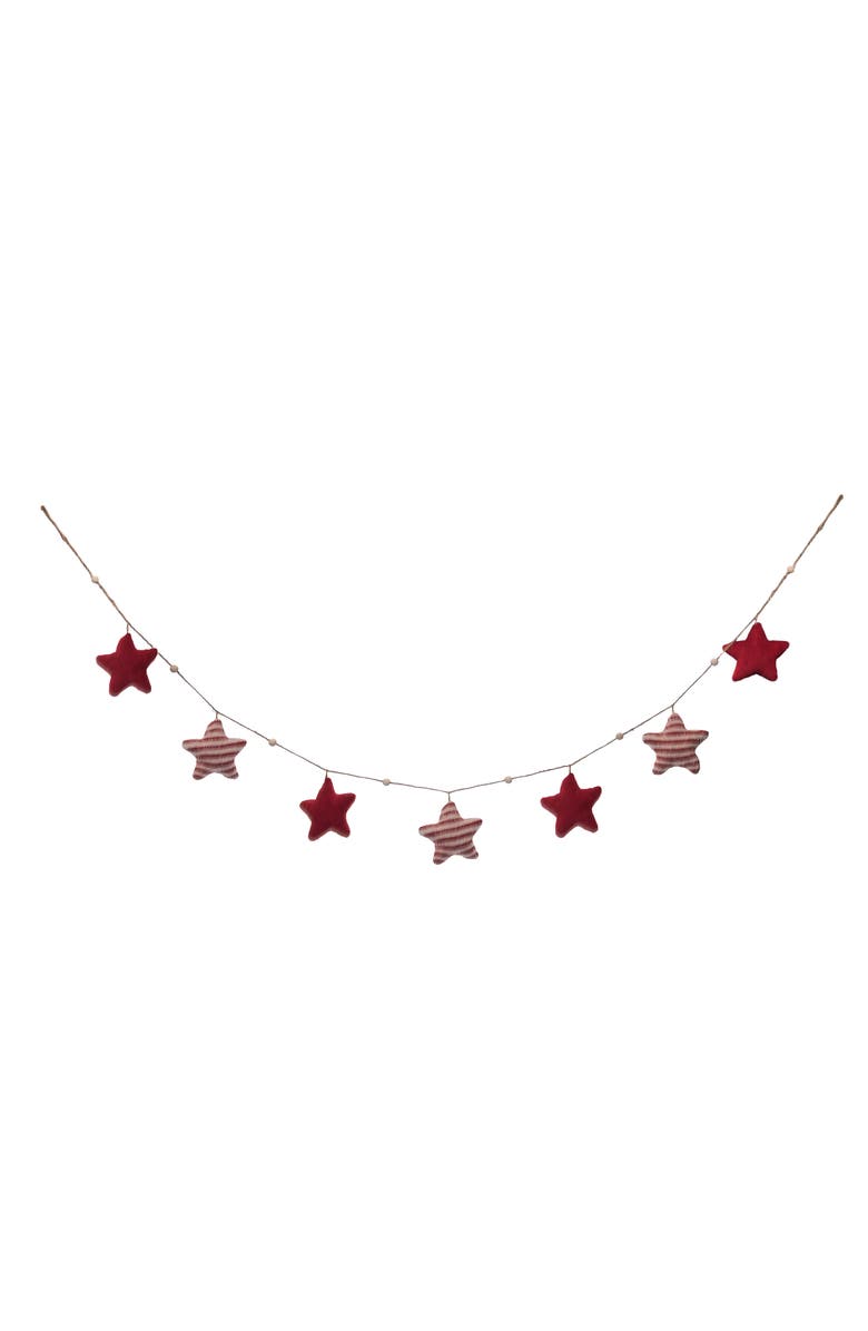 Transpac Multicolor Christmas Cottage Star Garland Plush Decorative Banner, Alternate, color, 