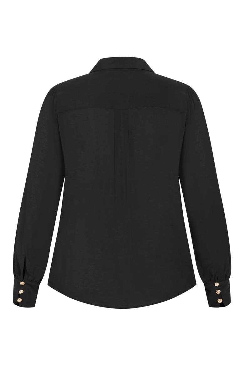 Alana Button Detail Shirt, Alternate, color, BLACK