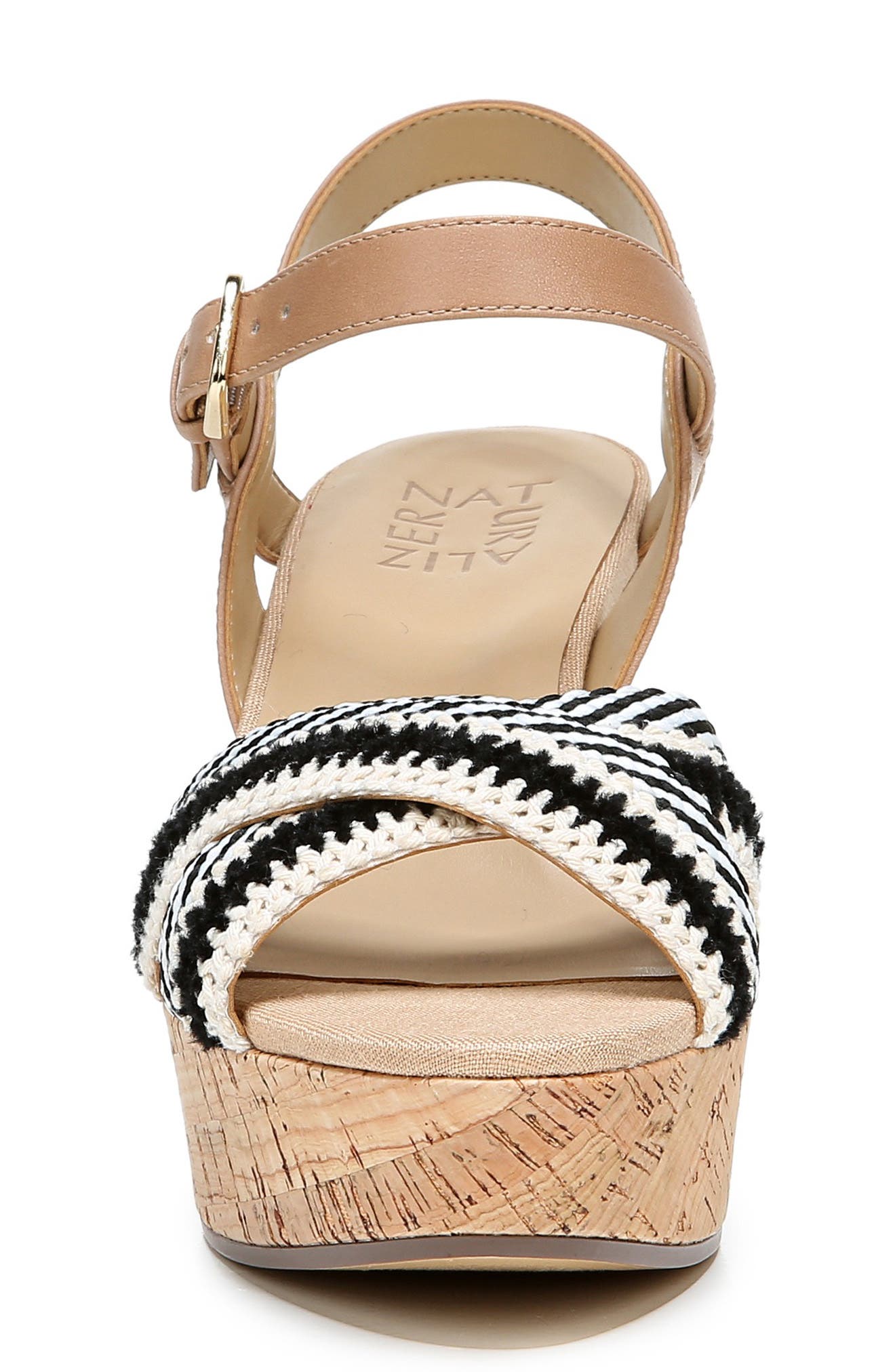 Zia Platform Wedge Sandal, Alternate, color, BLACK/ WHITE