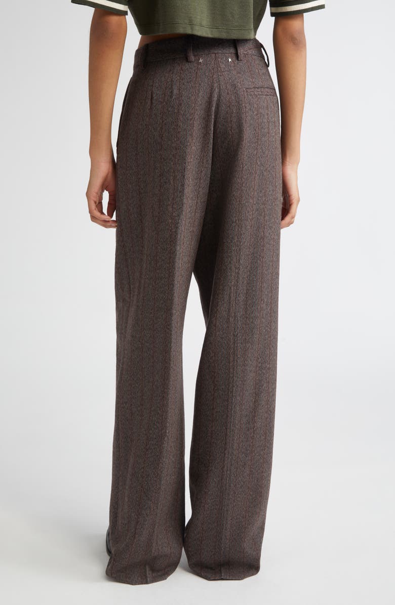 Golden Goose Journey Pinstripe Pleated Wool Wide Leg Pants, Alternate, color, Cocoa Brown/ Turquoise