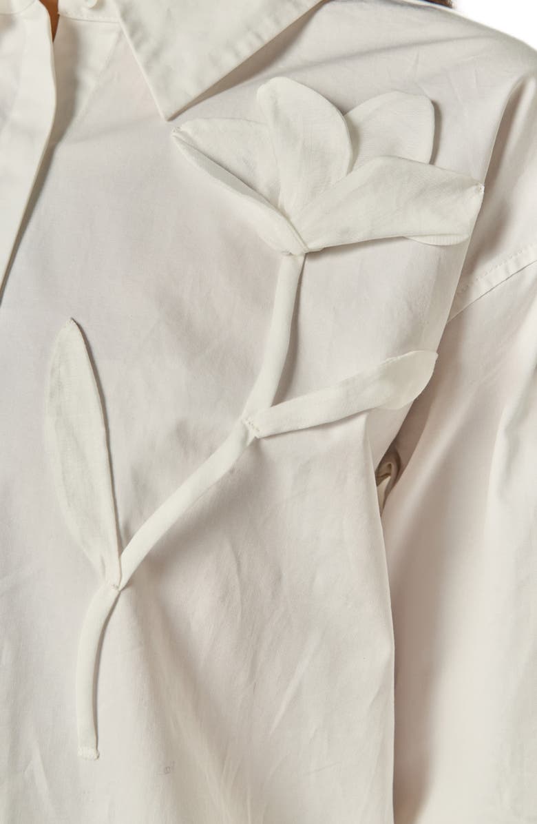 English Factory Appliqué Long Sleeve Cotton Shirtdress, Alternate, color, White