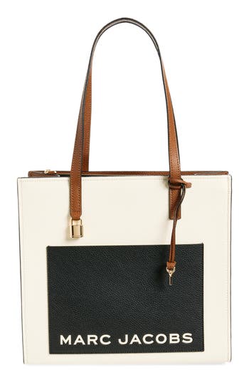 Marc Jacobs Mini Grind Leather Tote In Smoked Almond Multi