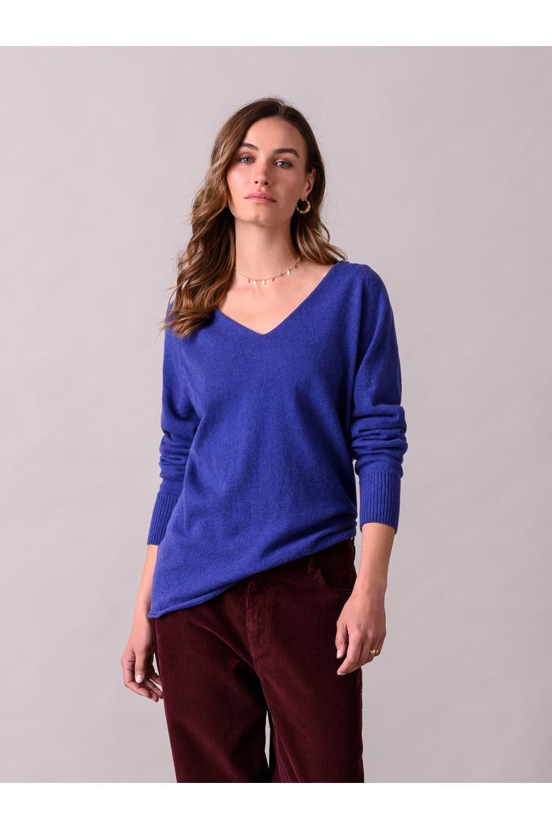 Geelong Wool Slouch V-Neck Sweater, Main, color, INDIGO