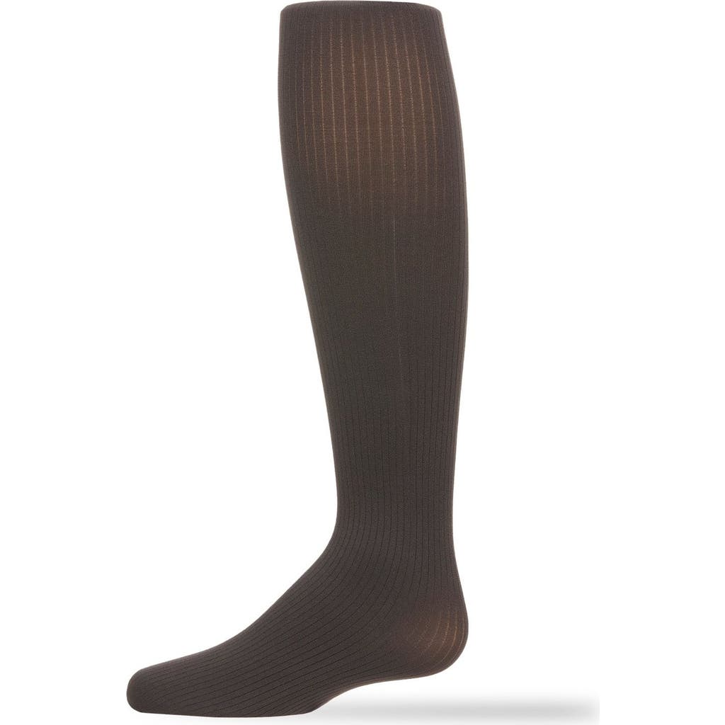 Memoi Opaque Fine Ribbed Nylon Tights In Gray