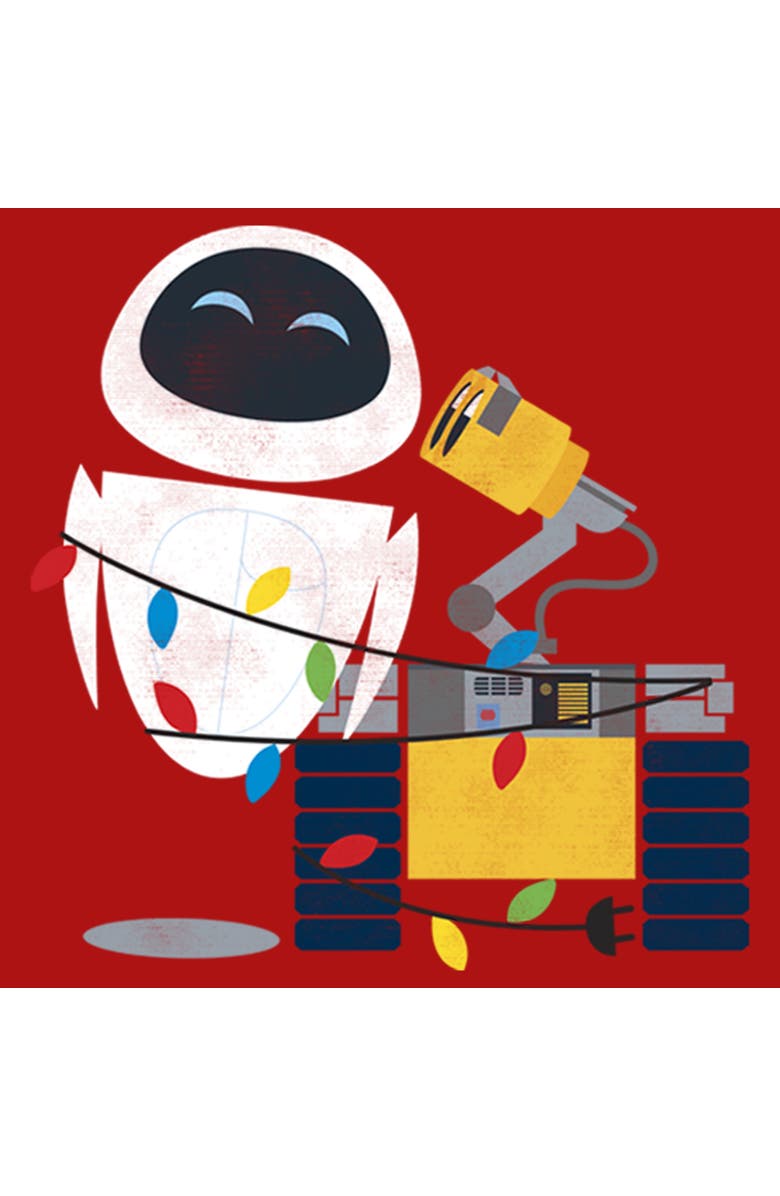 Wall-E Boy's Wall-E Eve Christmas Lights Graphic T-Shirt, Alternate, color, Red