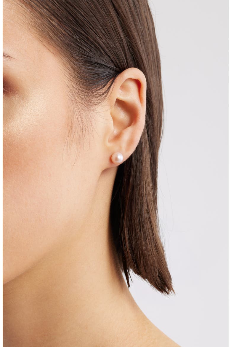 Freshwater Blush Pearl Stud Earrings, Alternate, color, BLUSH- 14K YELLOW GOLD