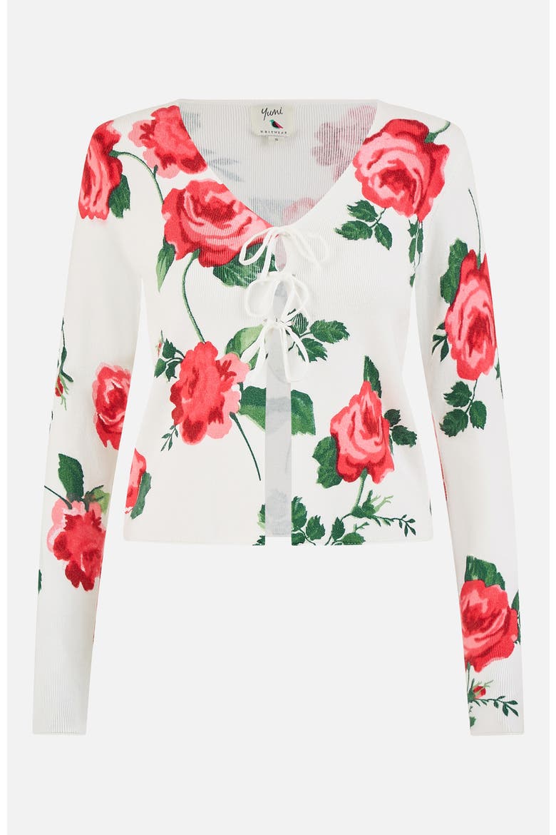 Long Sleeve V-Neck Tie Front Cardigan, Alternate, color, White