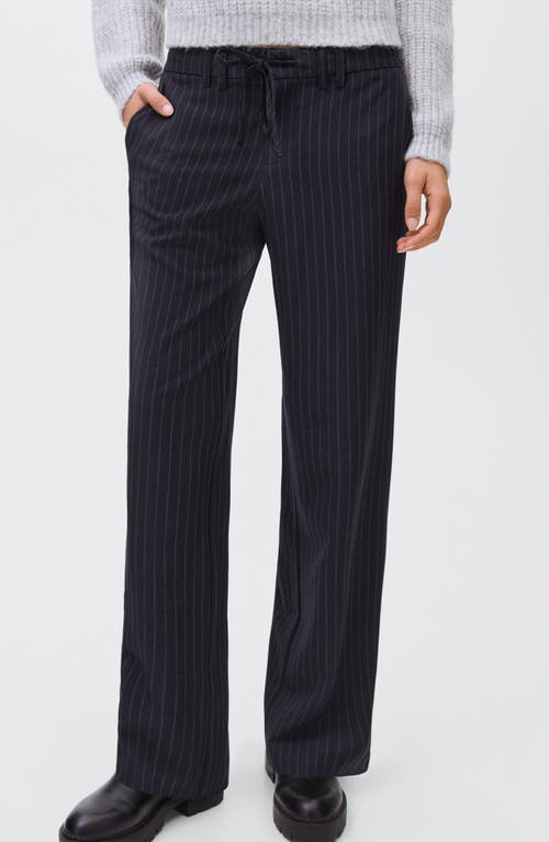 Mango Teen Stripe Drawstring Suit Pants In Blue