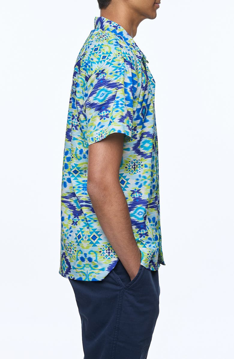 RANEES Printed Camp Shirt, Alternate, color, Blue