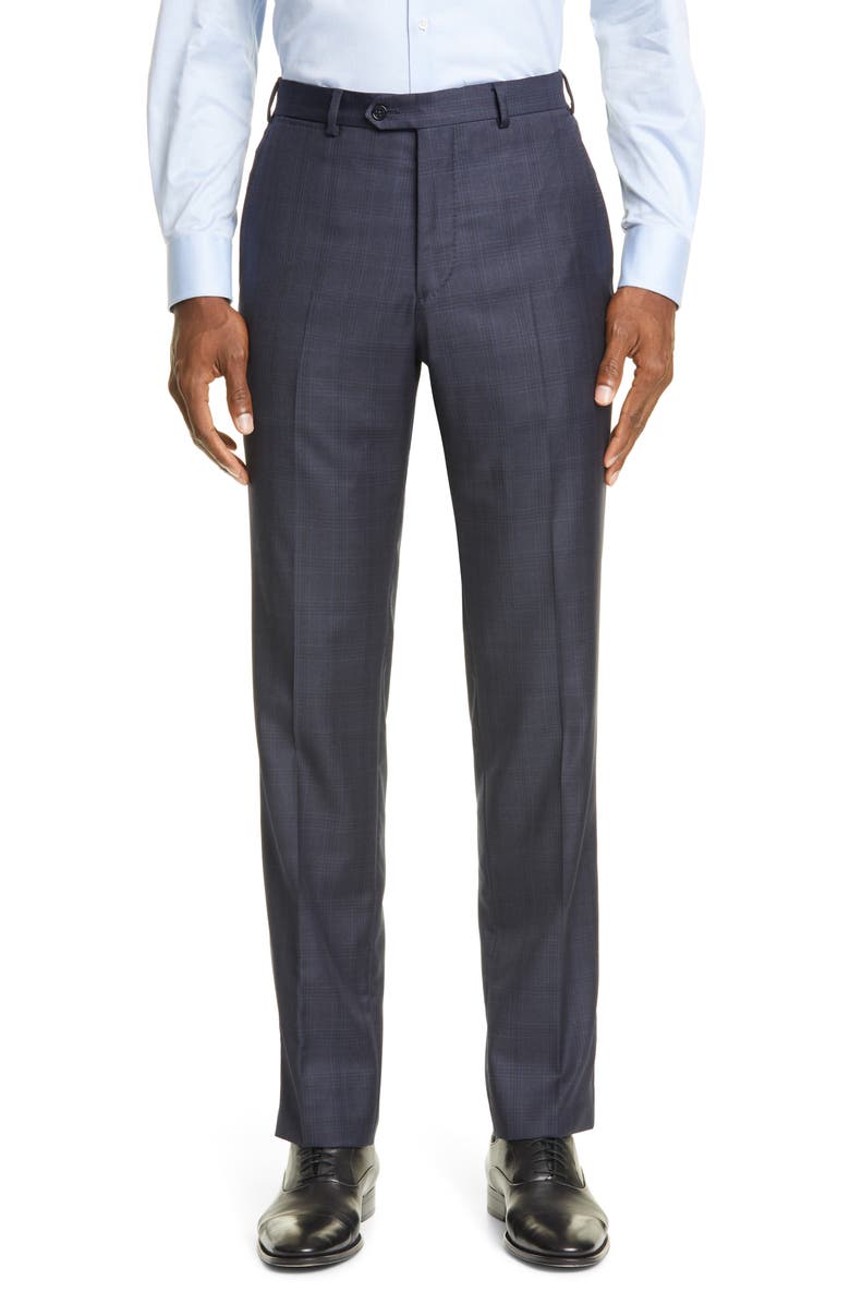 Emporio Armani Trim Fit Plaid Wool Suit, Alternate, color, 