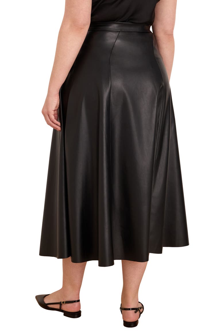 Seamed Faux Leather Midi Skirt, Alternate, color, BLACK ONYX