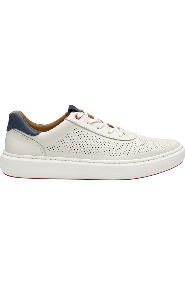 Johnston & Murphy Anders Perforated Sneaker, Alternate, color, White Full Grain