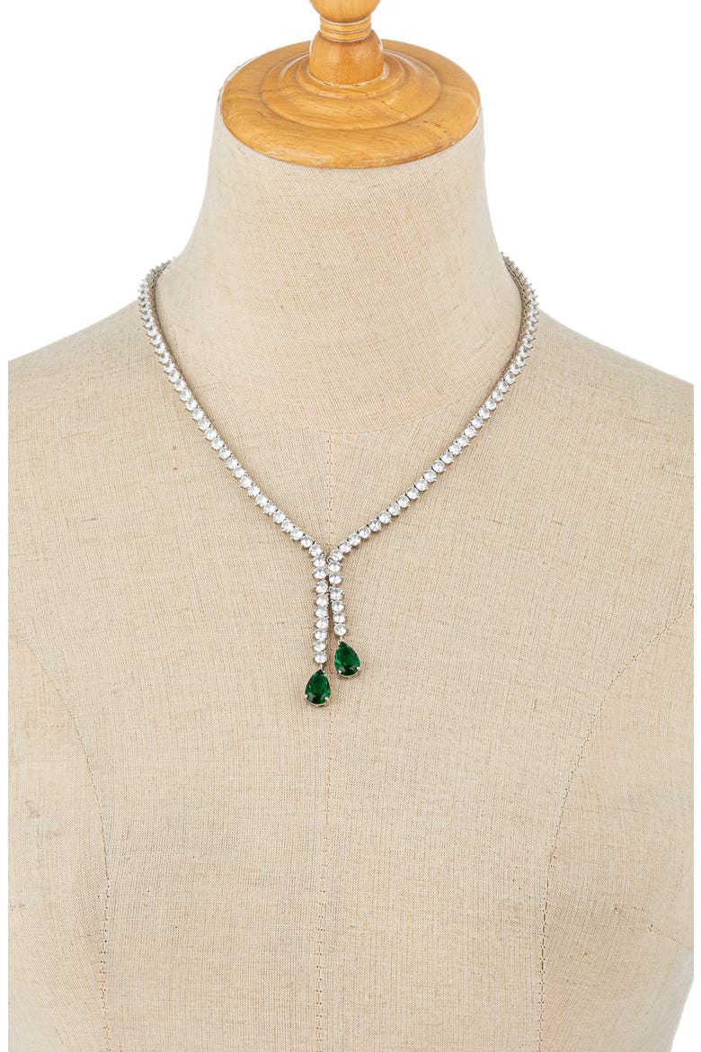 Evelyn Cubic Zirconia Tennis Y-Necklace, Alternate, color, SILVER