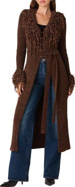 ASTR the Label Jadwiga Fringe Tie Waist Cardigan