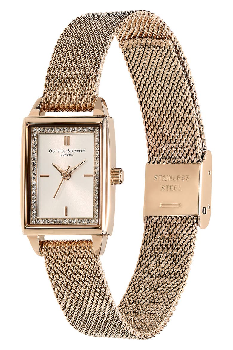 Classics Rectangular Mesh Strap Watch, 20mm, Alternate, color, GOLD