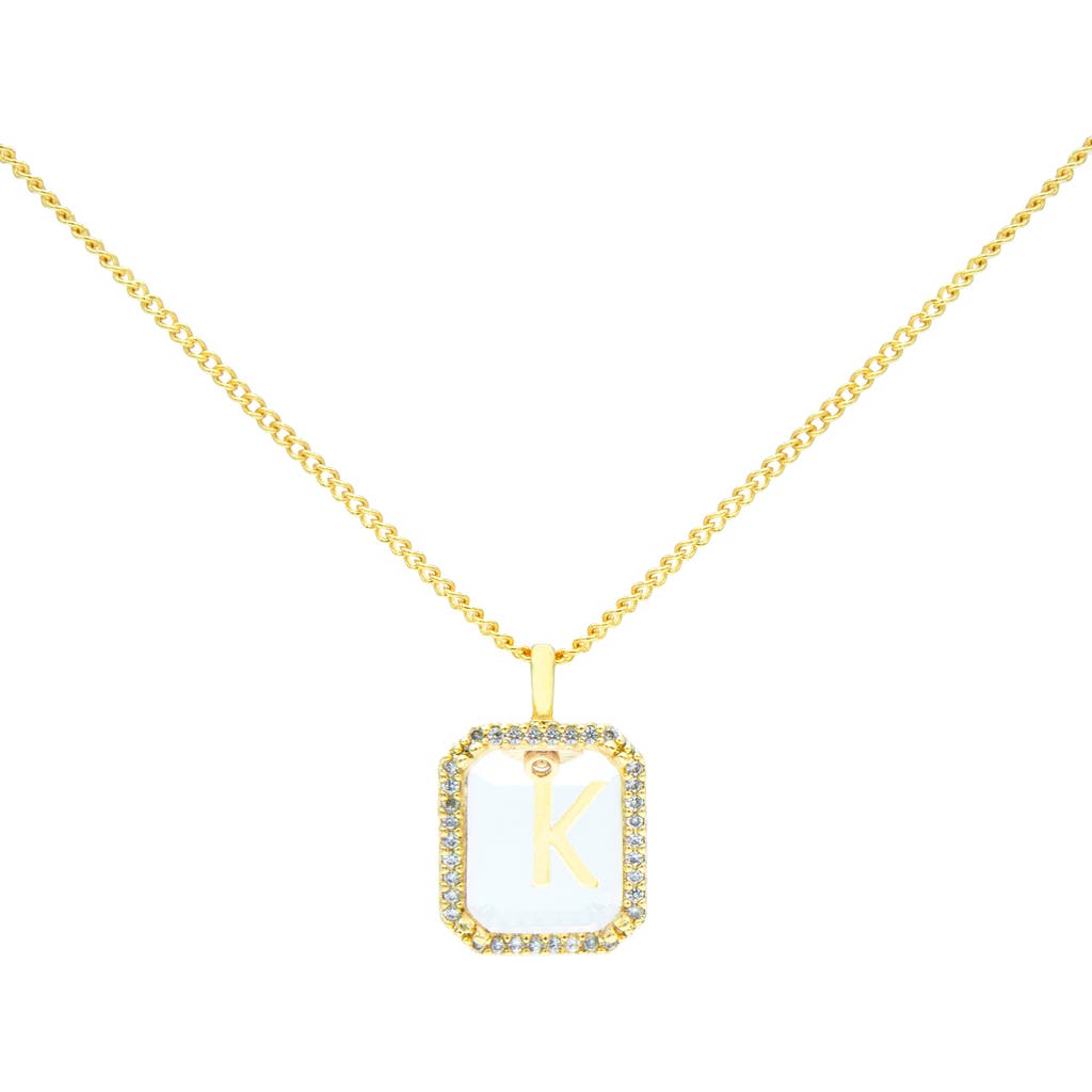La Meno Crystal Letter Square Pendant Necklace