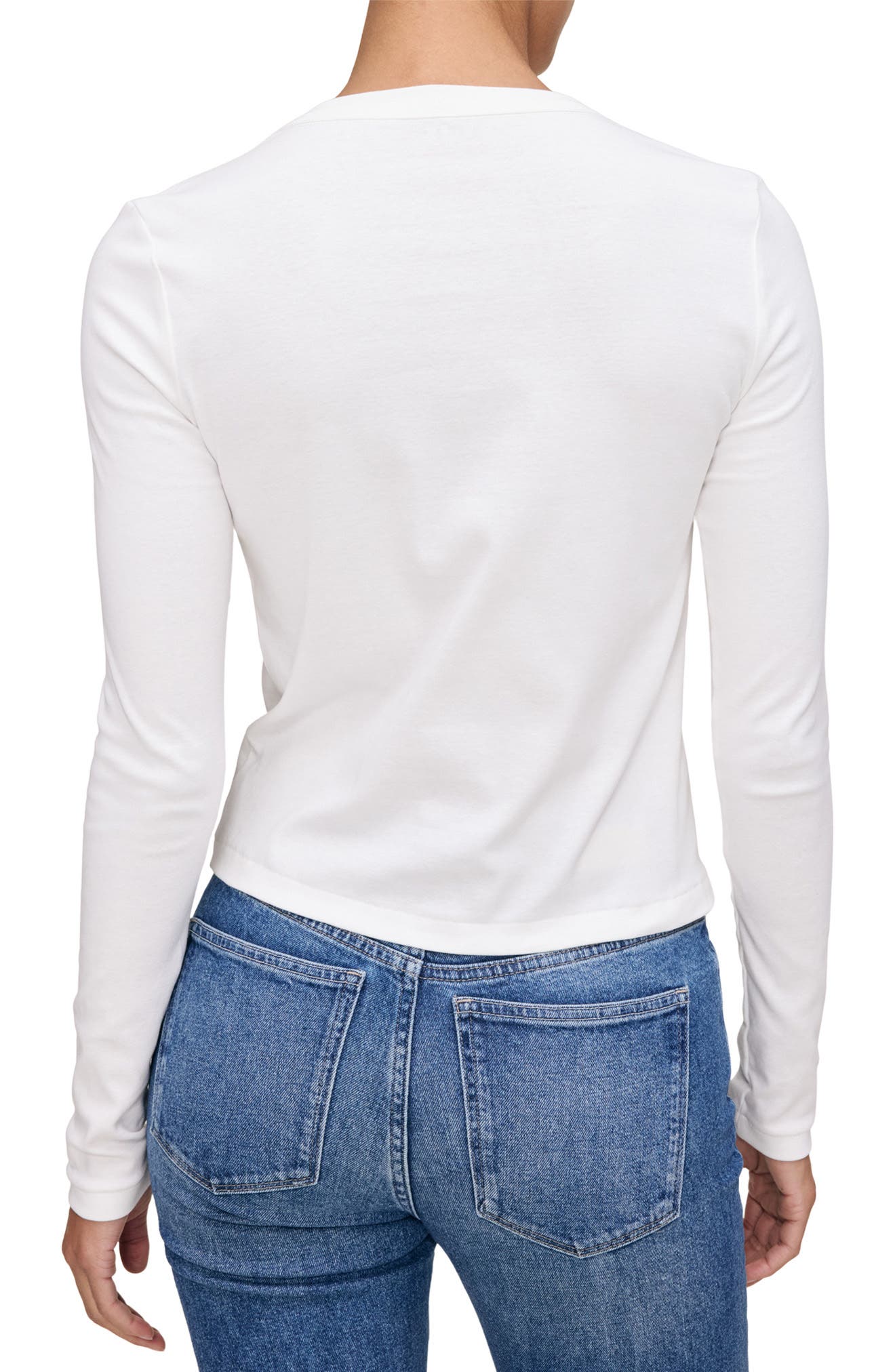 Long Sleeve Shrunken Cotton T-Shirt - image 2
