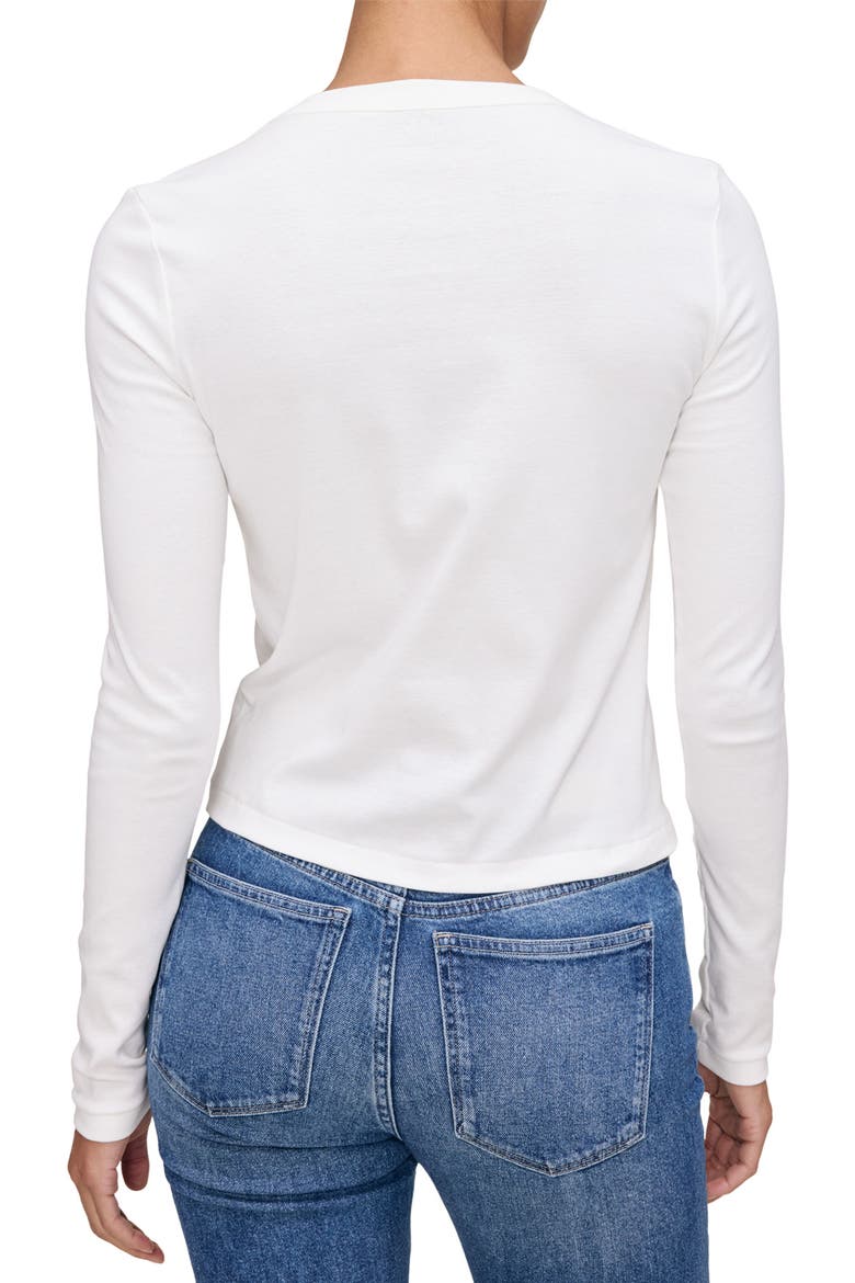 Long Sleeve Shrunken Cotton T-Shirt, Alternate, color, WHITE