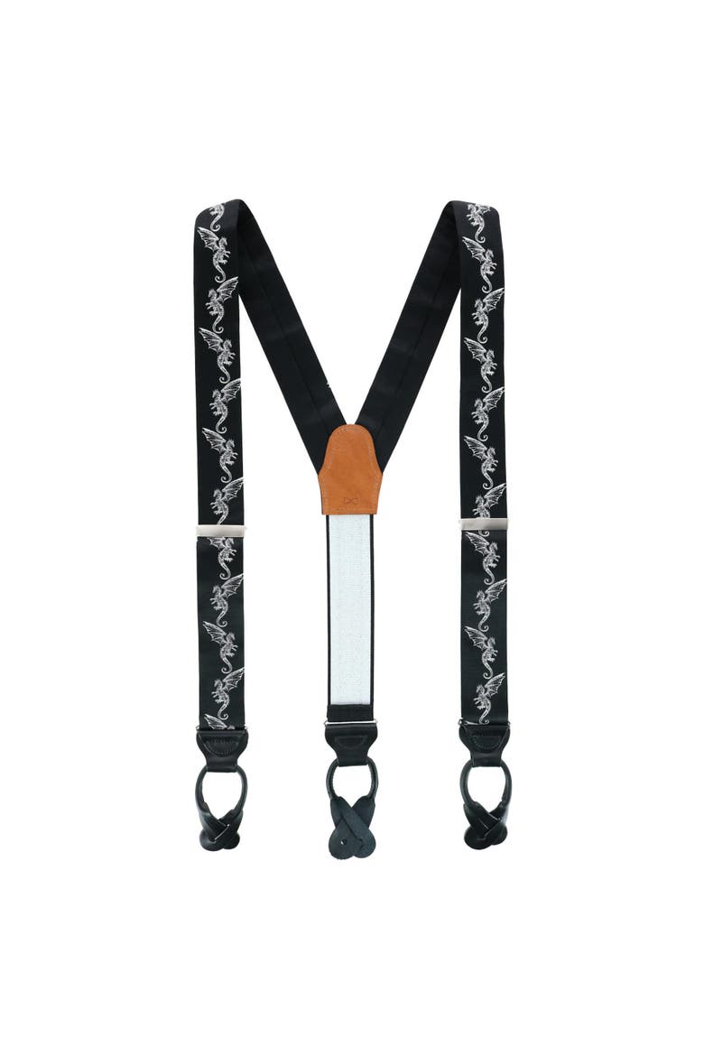 Guardian of Freedom  Dragon Silk Button End  Suspenders, Alternate, color, Black