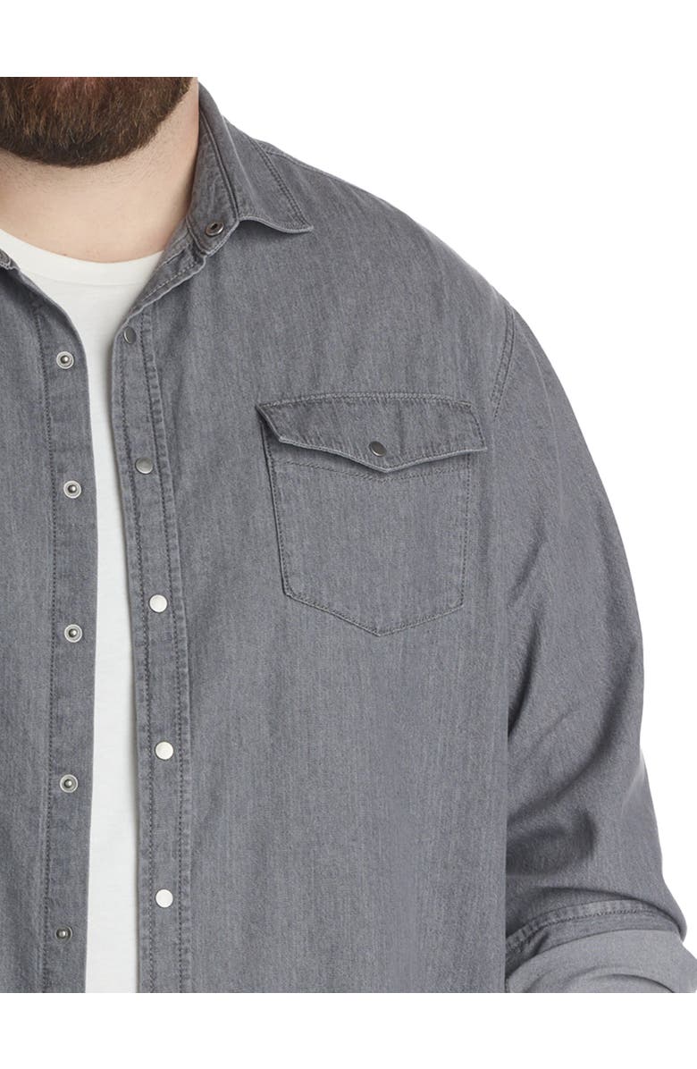 True Nation by DXL Big & Tall Washed Denim Sport Shirt, Alternate, color, Grey