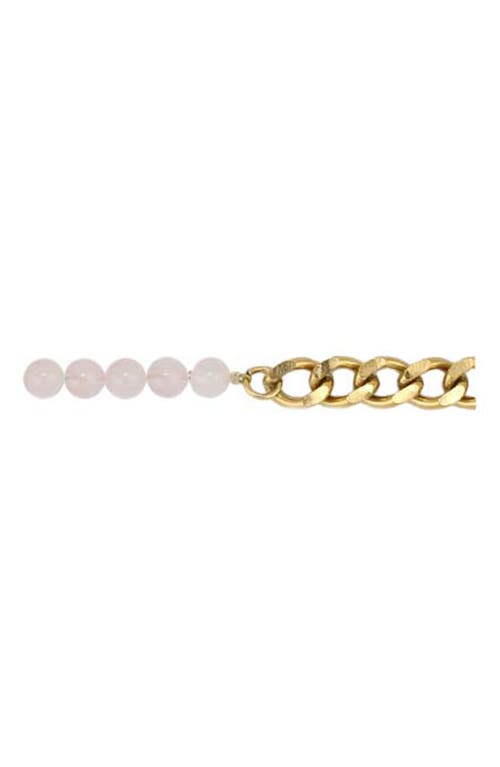 Rebl Rose Quartz & Cuban Chain Bracelet