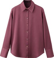 MANGO Regular Fit Satin Button-Up Shirt
