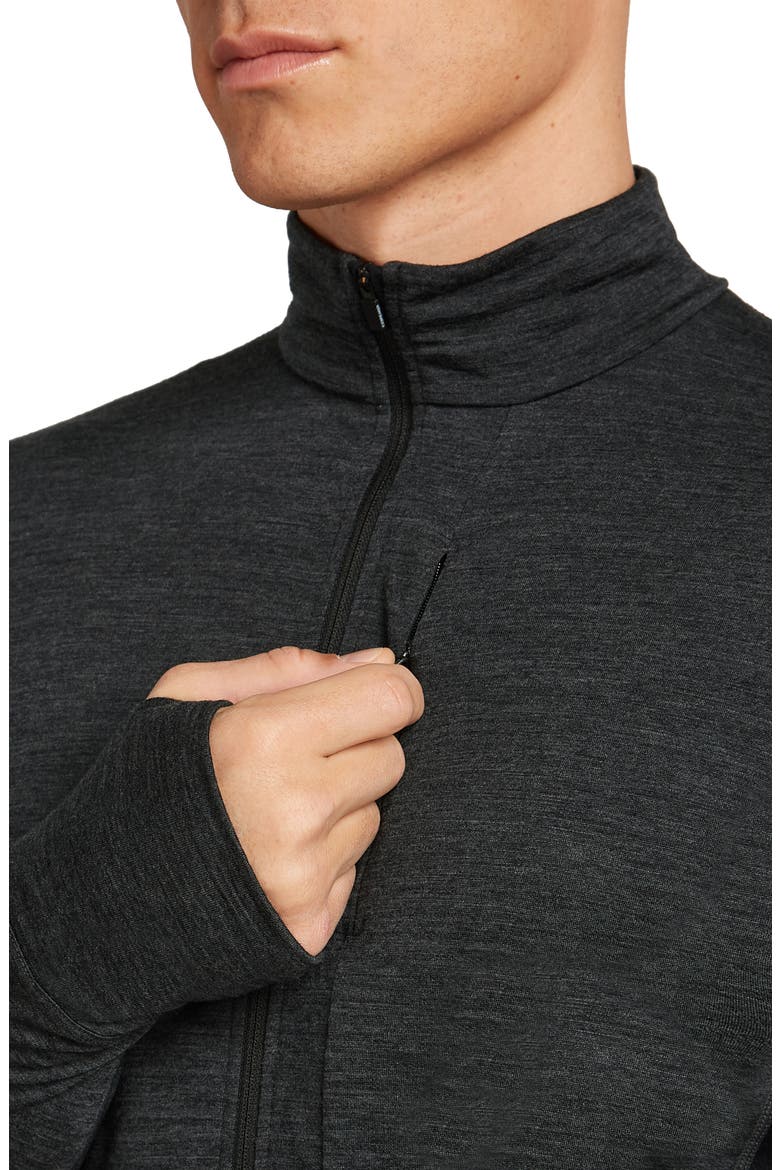 Lyocell & Merino 200 Realfleece Descender Quarter Zip Pullover, Alternate, color, JET HTHR/ BLACK/ CB