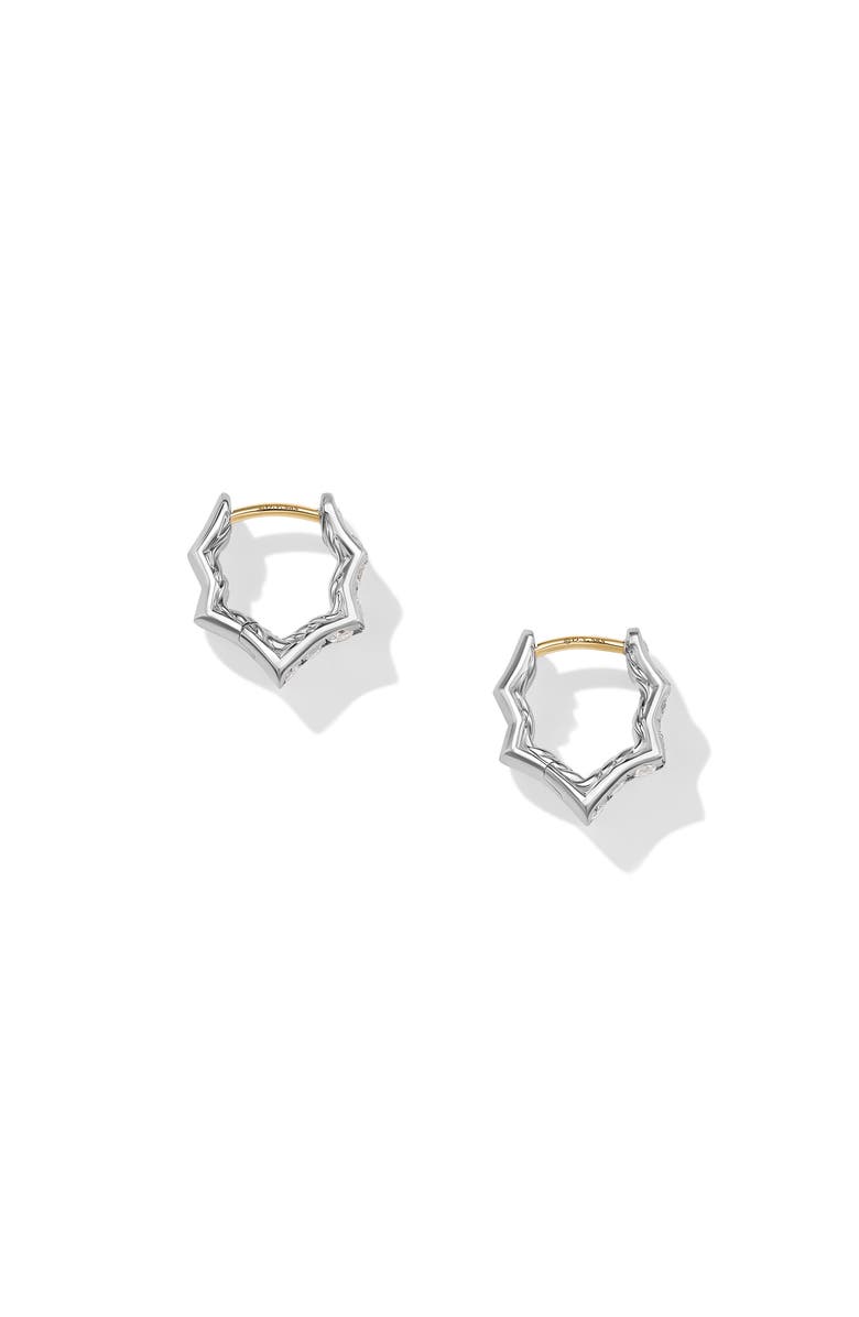 David Yurman Stax Zigzag Huggie Hoop Earrings in Sterling Silver with Diamonds, 13mm, Alternate, color, Sterling Silver