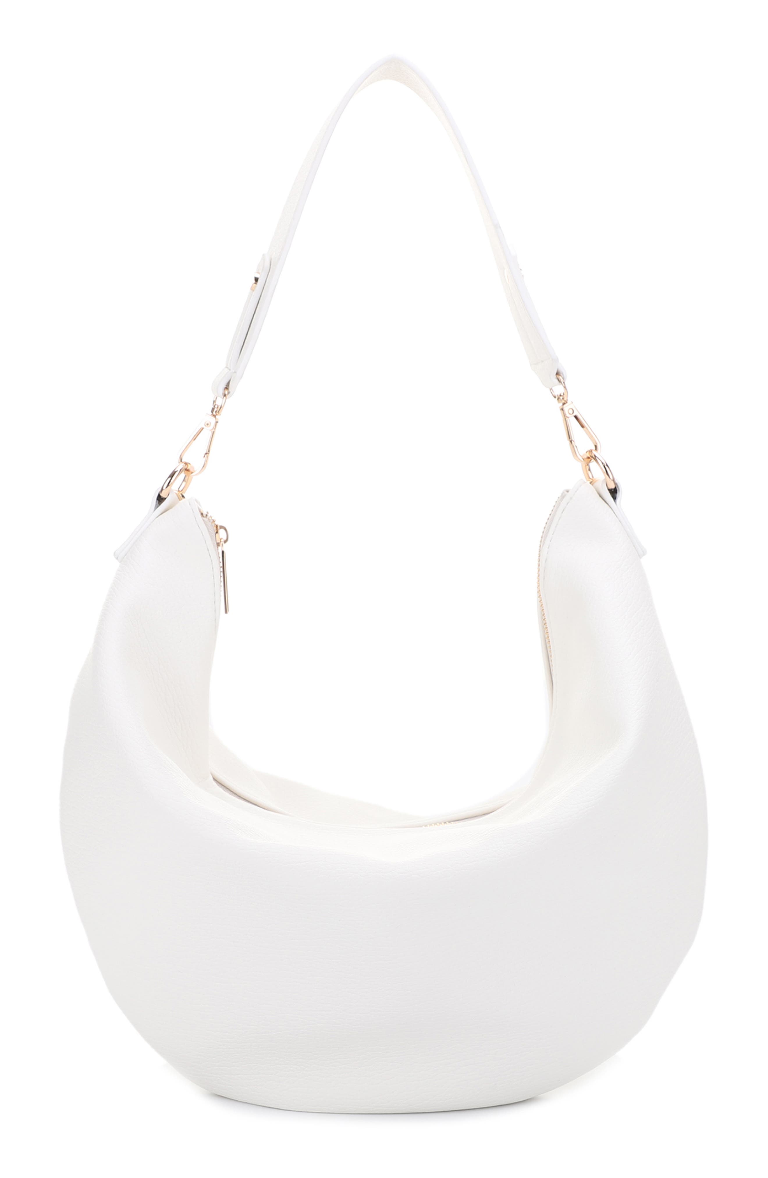 Mali + Lili Megan Recycled Vegan Leather Hobo Sling Bag in White 