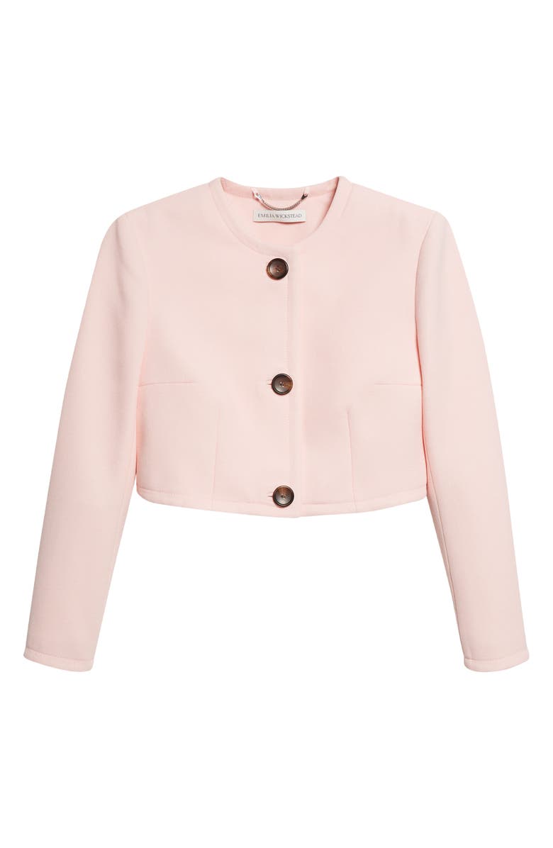 Emilia Wickstead Lizette Crop Wool Crepe Jacket, Main, color, Light Pink