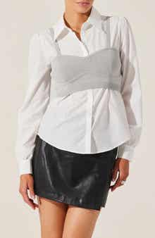 ASTR the Label Layered Bustier Top & Button-Up Shirt