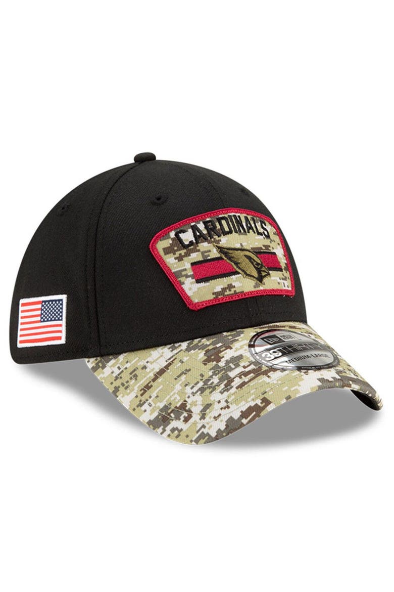 Men's New Era Black/Camo Arizona Cardinals 2021 Salute To Service 39THIRTY Flex Hat, Main, color, Black