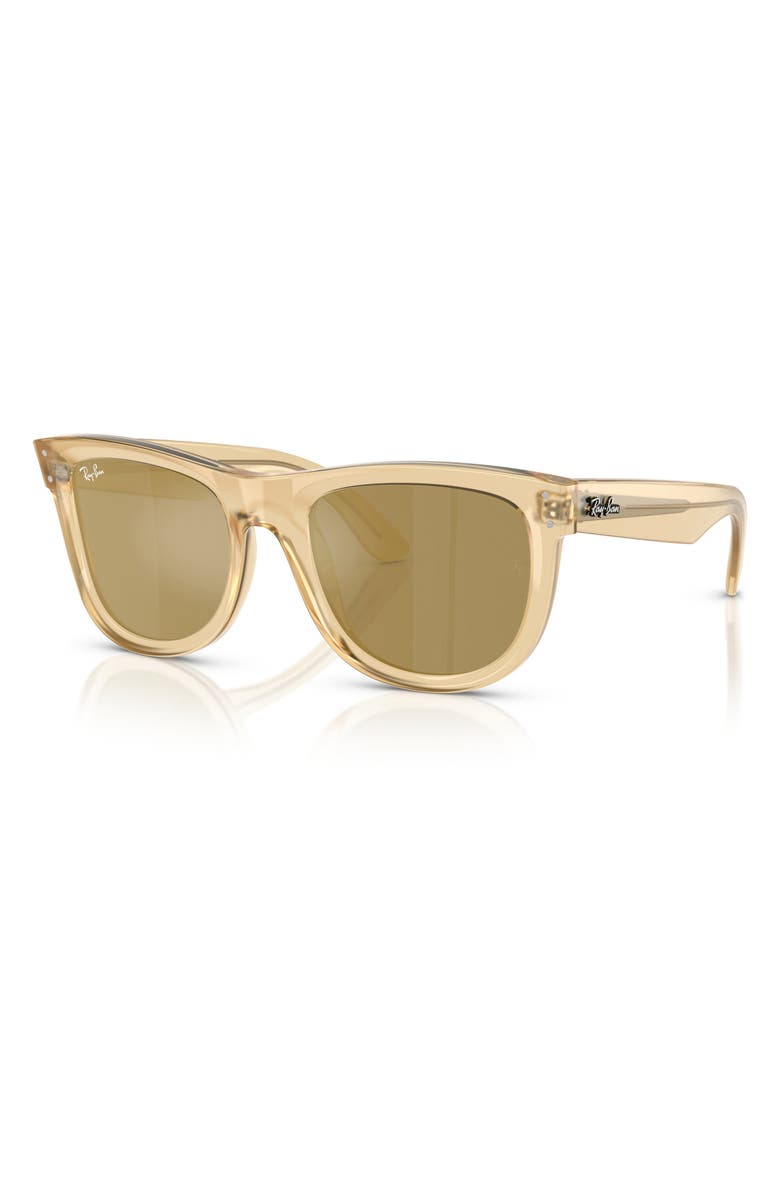 Ray-Ban Boyfriend Reverse 56mm Square Sunglasses, Alternate, color, Opal Yellow / Brown Gold
