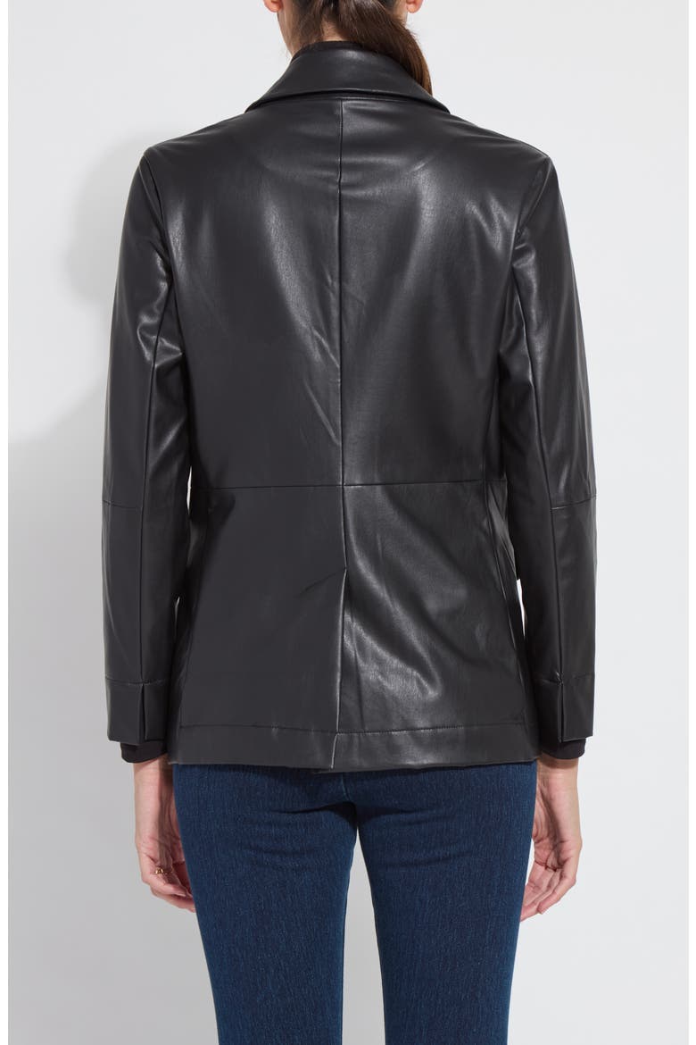 'Lyssentials Faux Leather Blazer, Alternate, color, BLACK