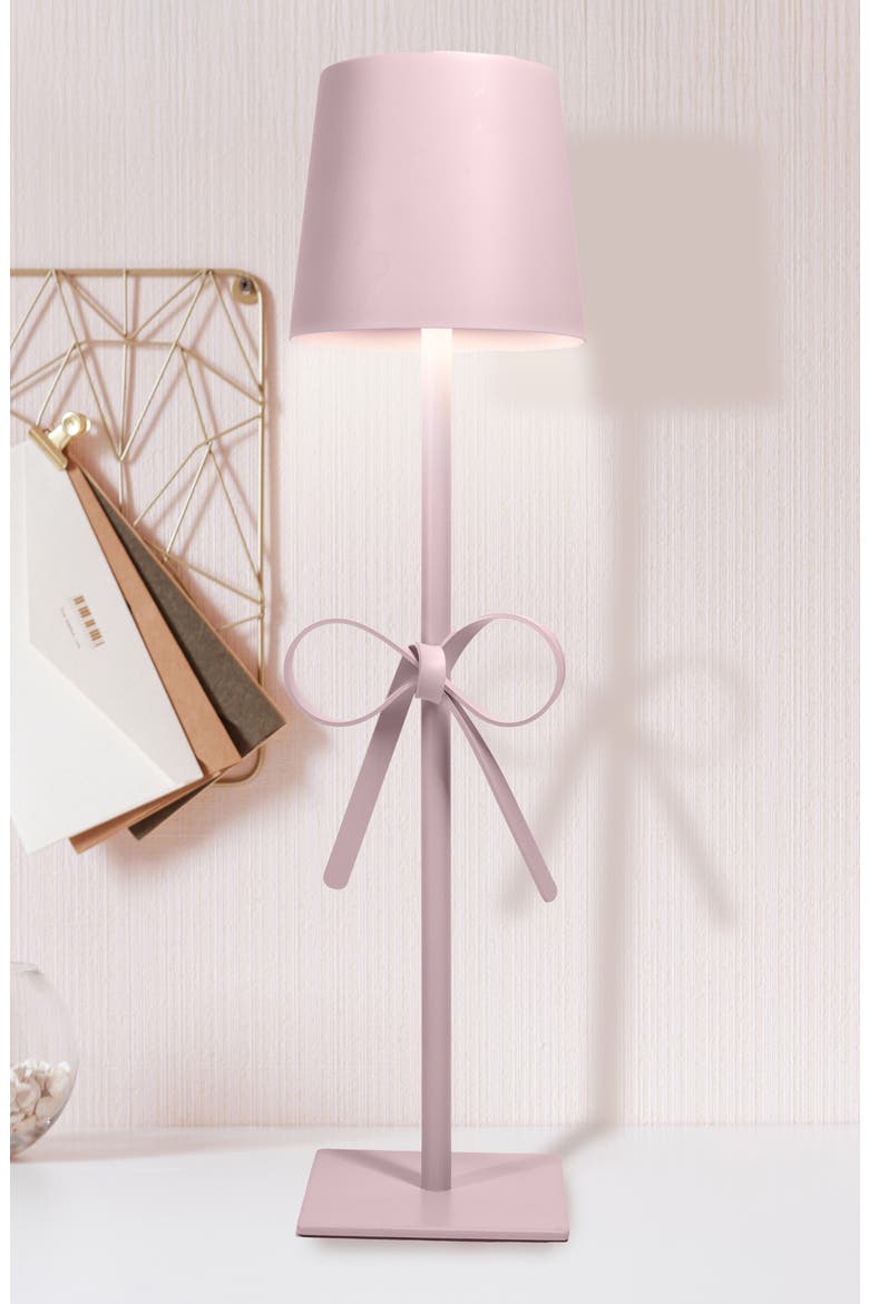 Cordless Rechargeable Bow Table Lamp, Alternate, color, PINK